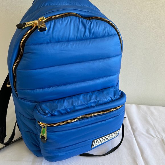 AW20 Moschino Couture Jeremy Scott OVERSIZED Blue Backpack with Attached Hoodie main image 9